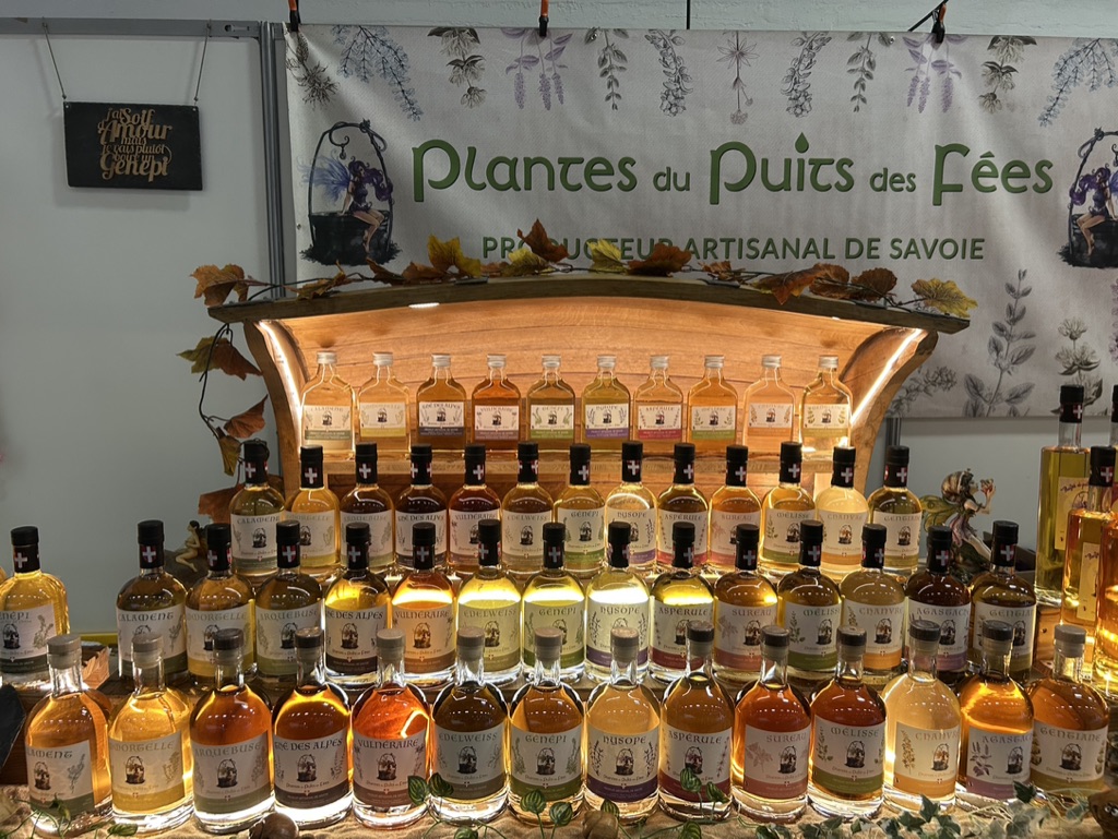 Stand bouteilles alignées